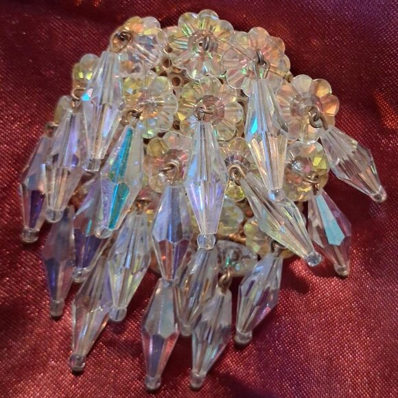 Vintage Crystal AB ChaCha Dangling Waterfall Brooch - Picture 4 of 4